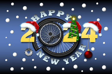 Happy New Year 2024 and bike wheel
