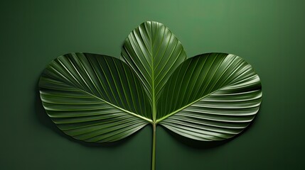 palm leaves and green surface, the composition gives the background a touch of elegance and sophistication, making it suitable for stylish presentations.