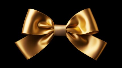 Golden ribbon and bow isolated against transparent background for elegant gift wrapping or festive decoration.