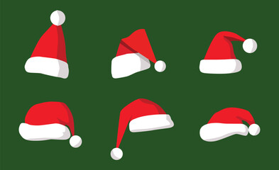 set of christmas hat vector illustration