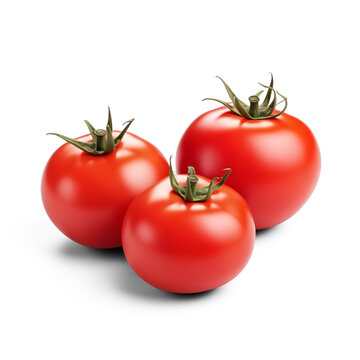 Fresh tomatoes isolated on transparent background with shadow. Generative AI