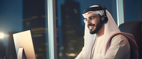 Arabic Man Customer Service Representative Job Employment Handsome Concept Generative AI