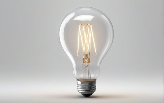 Foco (bombilla) sobre fondo blanco. Ilustraci&oacute;n digital estilo 3D