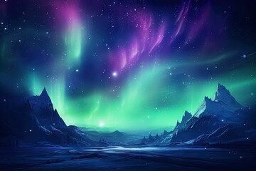 Fototapeta na wymiar Aurora Borealis in Space background