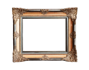 Vintage photo frame isolated on transparent background.