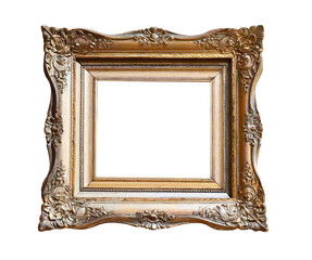 Vintage photo frame isolated on transparent background.