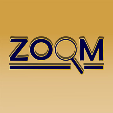 zoom word logo design with magnifying glass concept on letter O. stylish sticker.