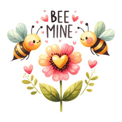 Two bees with the phrase 