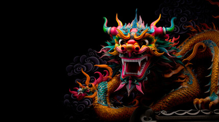 chinese dragon costume black background