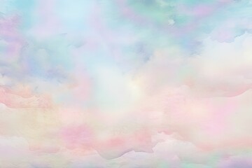 Pastel sky watercolor background with soft clouds and serene hues