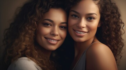 Fototapeta premium lovely smiling lesbian couple, golden hour