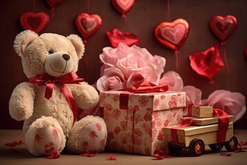 Valentine's day gifts and toys, background