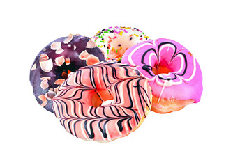 fancy donuts  isolated on  transparent png