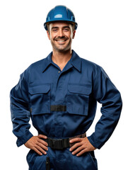 Fototapeta premium technical man wear blue uniform in transparent background
