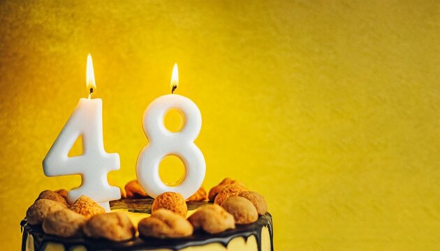 Number 48 Birthday cake. Forty-eight Birthday cake.	

