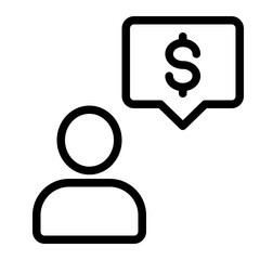 This is the Thinking Money icon from the investment icon collection with an outline style