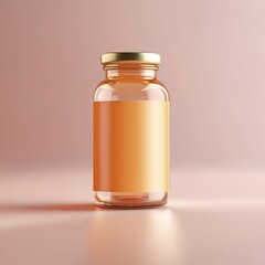 Glass bottle jar with medicine, medical healthcare treatment, blank empty generic product packaging mockup