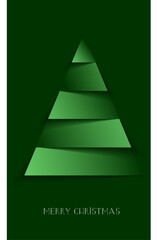 Abstract christmas tree paper cut greeting card green gradient