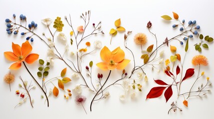 A symphony of seeds unfolds, portraying nature's harmony through a tapestry of colors on a seamless white surface.