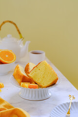 orange chiffon in white plate