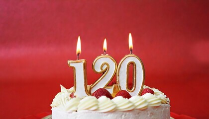 Number 120 Birthday cake. One hundred twenty number bhirtday cake.