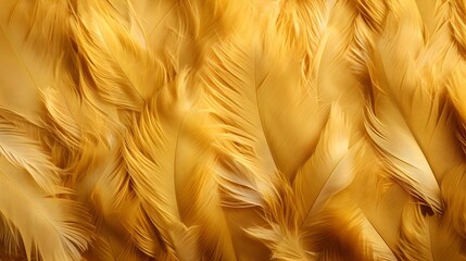 Golden feathers texture background, soft and smooth plumage detail.
