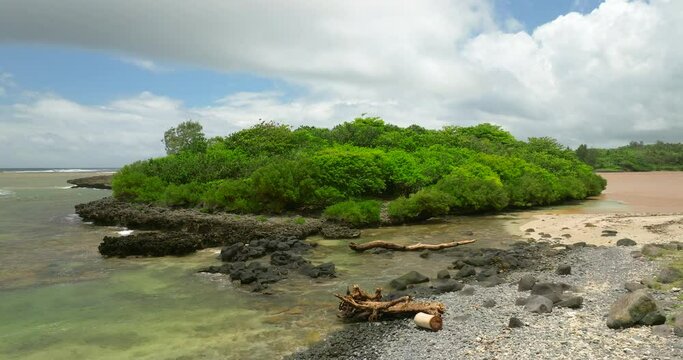 Halocline Mauritius Aerial view ocean and fresh water river