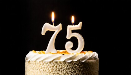Number 75 Birthday cake. Seventy five number birthday cake.