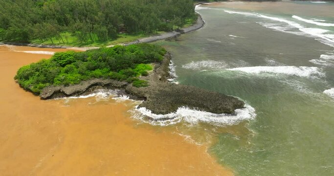 Halocline Mauritius Aerial view ocean and fresh water river