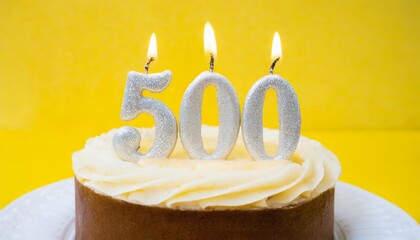 Number 500 Birthday cake With Candle