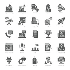 Marketing Agency icon pack for your website design, logo, app, and user interface. Marketing Agency icon glyph design. Vector graphics illustration and editable stroke.
