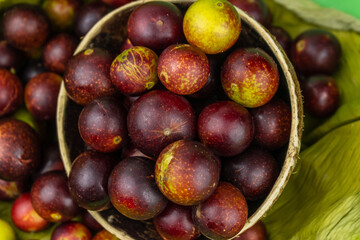 camu camu fruits, Myrciaria dubia, exotic fruit from the Amazon that grows on the banks of rivers, it is highly appreciated for its flavor, it is considered the fruit with the most vitamin C