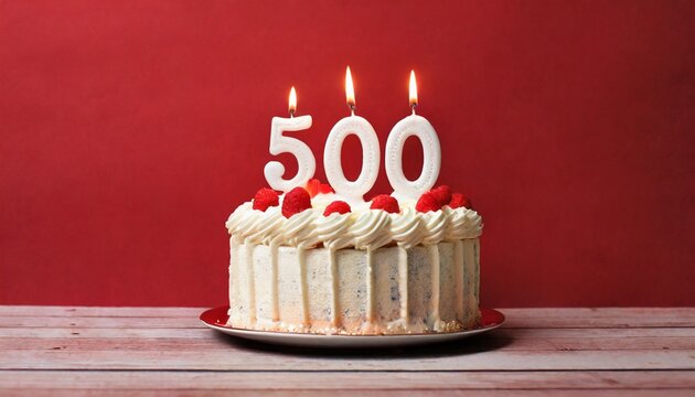 Number 500 Birthday cake With Candle