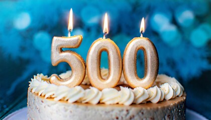  Number 500 Birthday cake With small Candle 