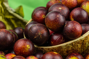 camu camu fruits, Myrciaria dubia, exotic fruit from the Amazon that grows on the banks of rivers, it is highly appreciated for its flavor, it is considered the fruit with the most vitamin C