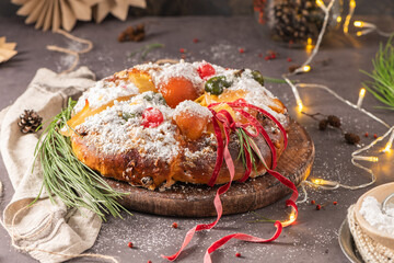 Bolo do Rei or King s Cake, Made for Christmas, Carnavale or Mardi Gras with Christmas season...