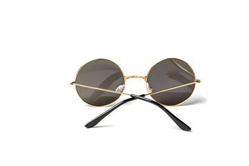 Round sunglasses on white background
