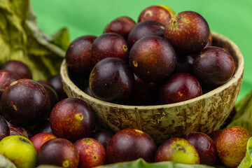 camu camu fruits, Myrciaria dubia, exotic fruit from the Amazon that grows on the banks of rivers, it is highly appreciated for its flavor, it is considered the fruit with the most vitamin C