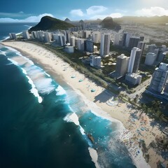 copacabana beach paradisiacal Generative IA - obrazy, fototapety, plakaty
