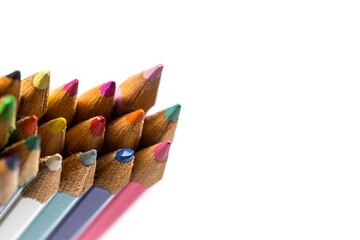 Colored pencils for drawing on a white background