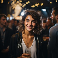 Mujer joven tomando una copa