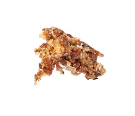 One piece of tasty granola bar isolated on white