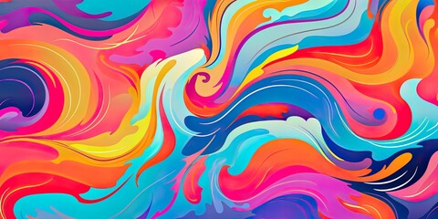 Psychedelic retro classic background incorporating vibrant watercolor elements - obrazy, fototapety, plakaty