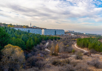 Fototapeta na wymiar Student dormitories at Hacettepe University Beytepe Campus, Ankara, Turkey