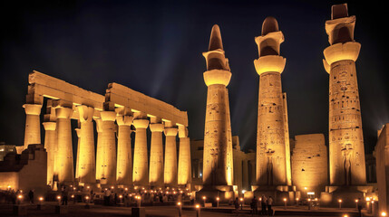Luxor temple historical architecture of Egypt. UNESCO heritage of civilization. AI generated.