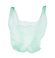 One light green plastic bag isolated on white