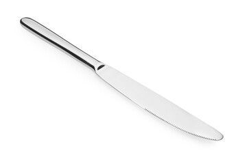 One shiny silver knife isolated on white