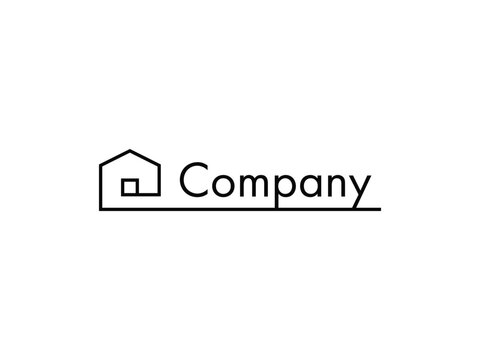 real estate house line logo design