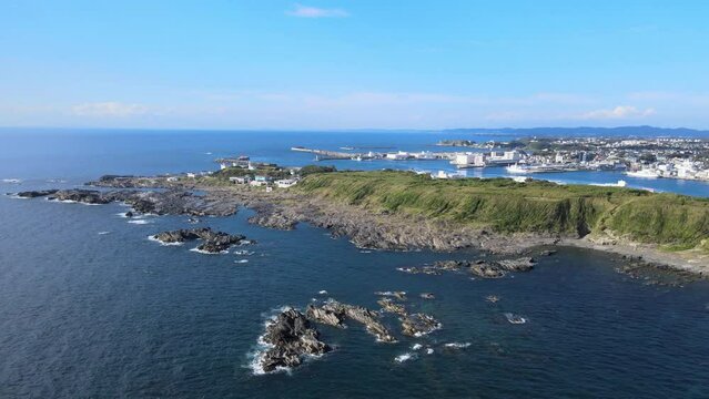 城ヶ島、日本のドローン映像、神奈川県、三浦市