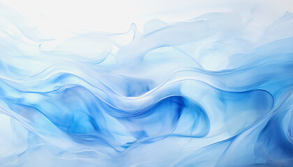 Abstract background of acrylic paint in blue and white colors. Liquid marble texture